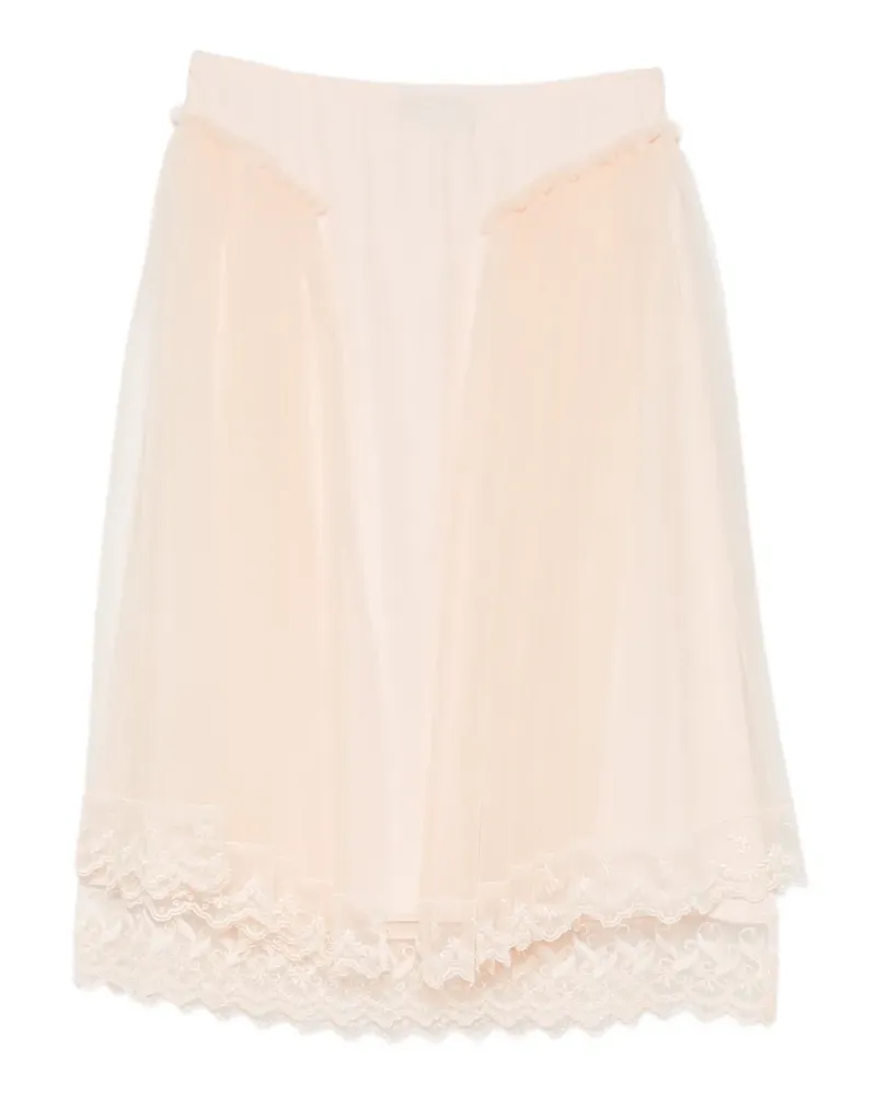 Simone Rocha lace-trim hip-detail midi skirt - Nude Nude
