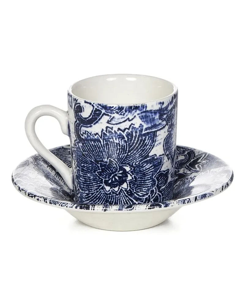 Ralph Lauren Home Faded Peony Kaffeetasse und Untersetzer - Blau Blau