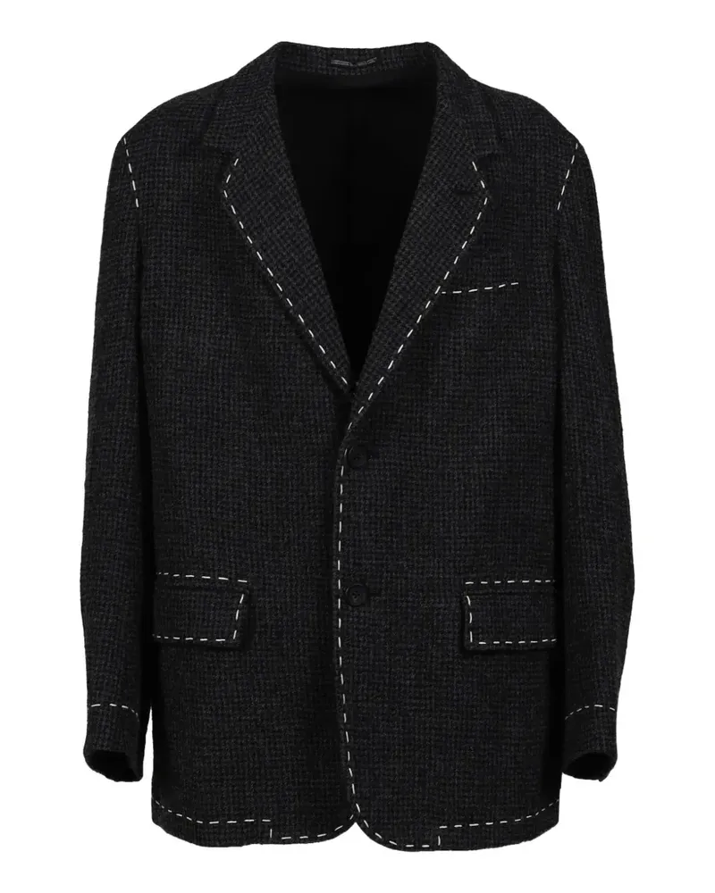 Yohji Yamamoto houndstooth hand-stitched blazer - Schwarz Schwarz