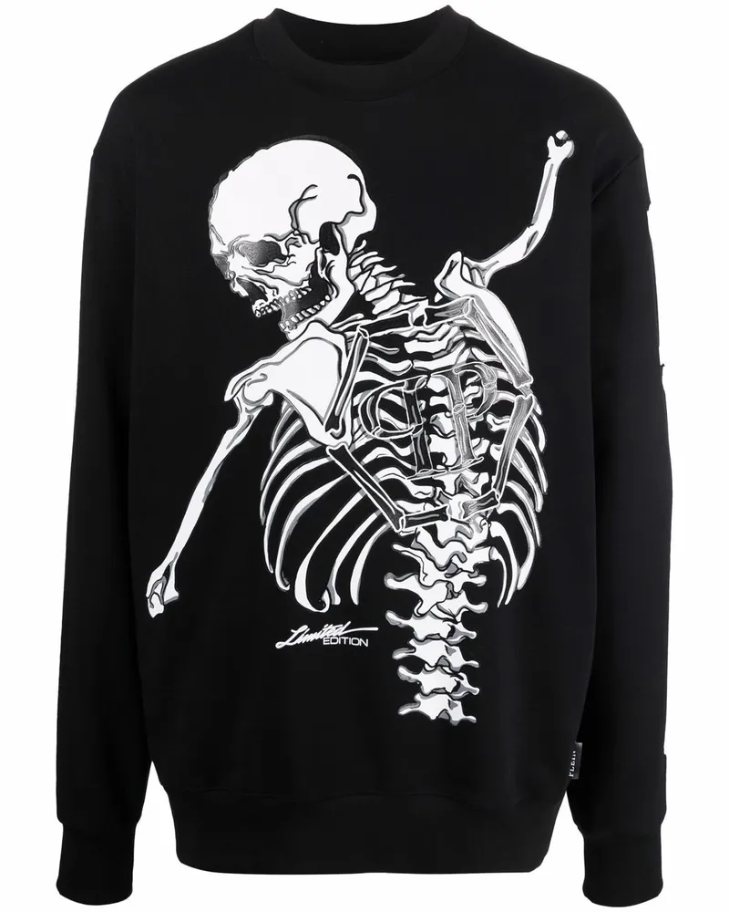 Philipp Plein Sweatshirt mit Skelett-Print Schwarz