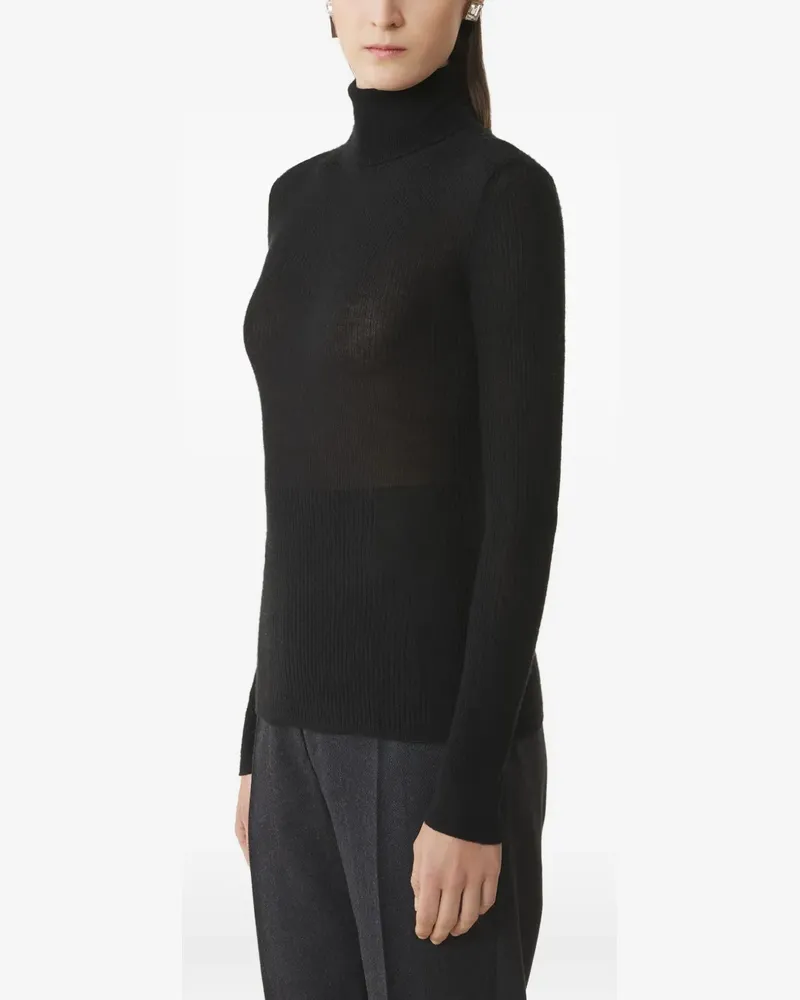 Lanvin Gerippter Rollkragenpullover - Schwarz Schwarz