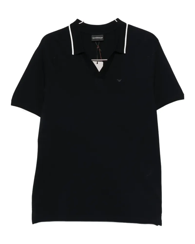 Emporio Armani V-neck contrast-trim T-shirt - Blau Blau