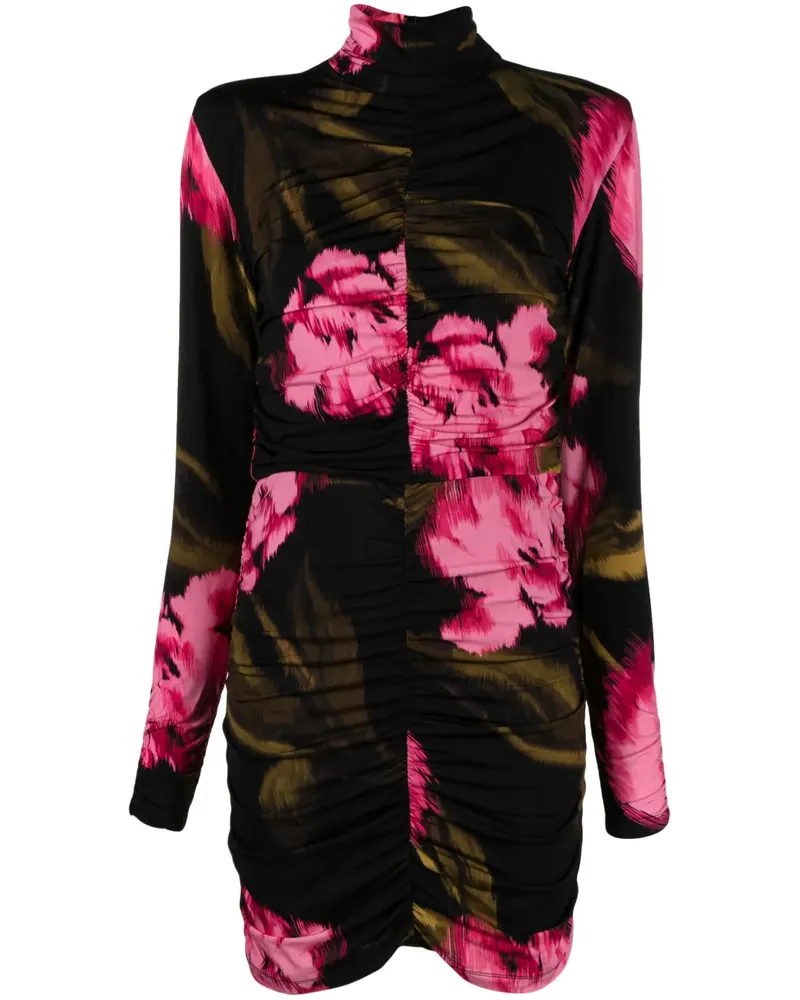 Gestuz Gerafftes Kleid mit Blumen-Print - Rosa Rosa
