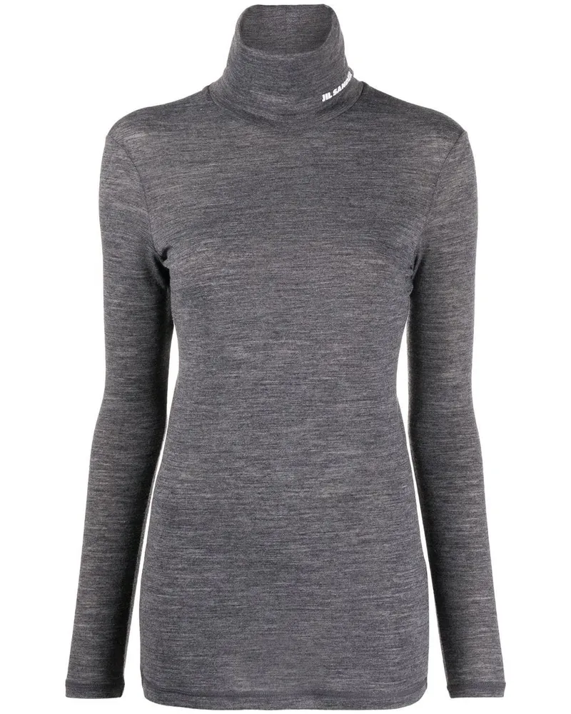 Jil Sander Oberteil mit Stehkragen - Grau Grau