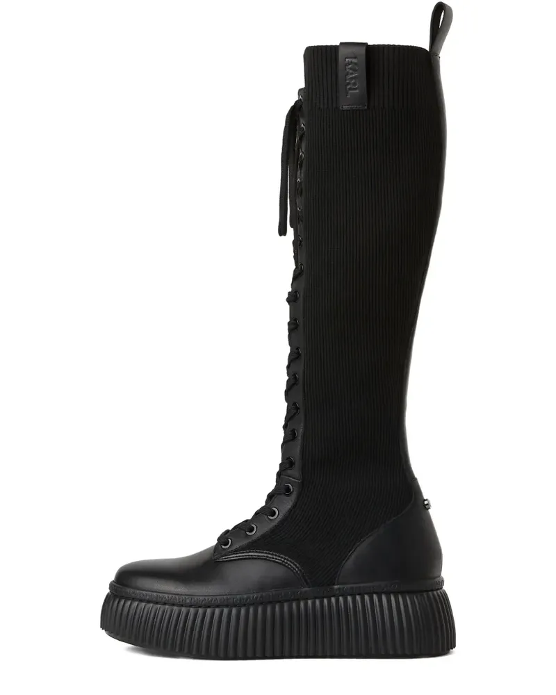 Karl Lagerfeld Gerippte Schnürstiefel - Schwarz Schwarz
