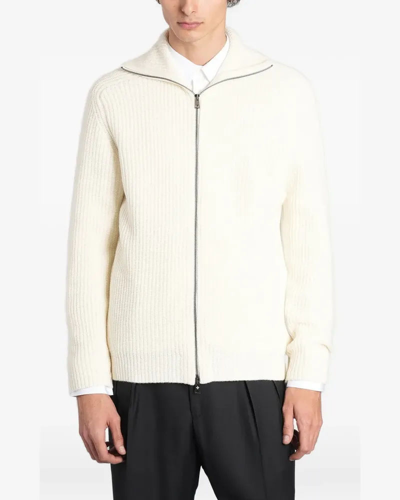 Tagliatore ribbed-knit zip-up cardigan - Weiß Weiß
