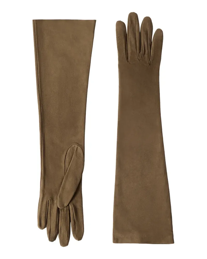 Brunello Cucinelli Lange Wildlederhandschuhe - Grün Grün