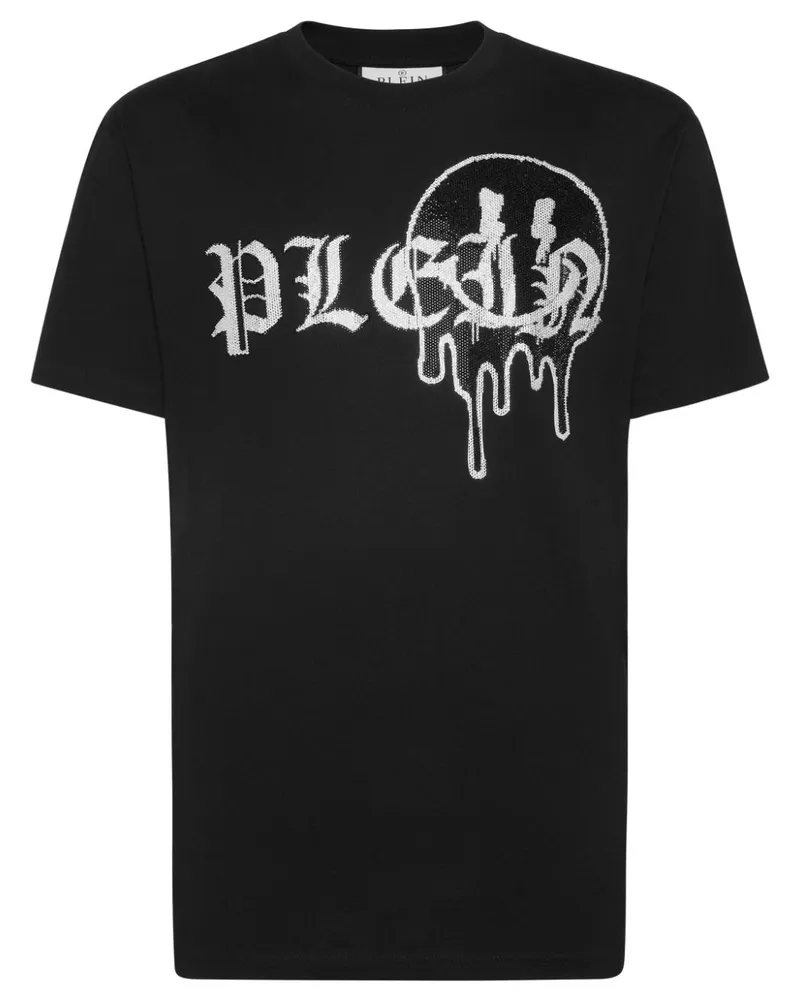 Philipp Plein T-Shirt mit Strass-Logo - Schwarz Schwarz