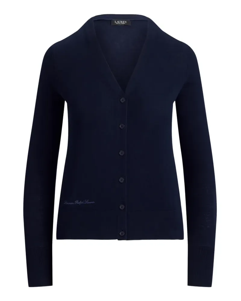 Ralph Lauren V-Ausschnitt-Cardigan mit Logo-Stickerei - Blau Blau