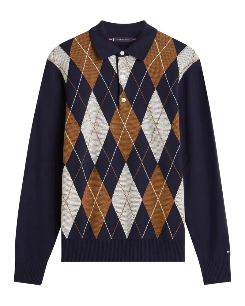 Tommy Hilfiger argyle collared polo shirt - Blau Blau
