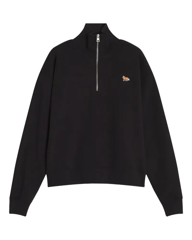 Kitsuné Half-Zip-Sweatshirt mit Profile Fox-Stickerei - Schwarz Schwarz