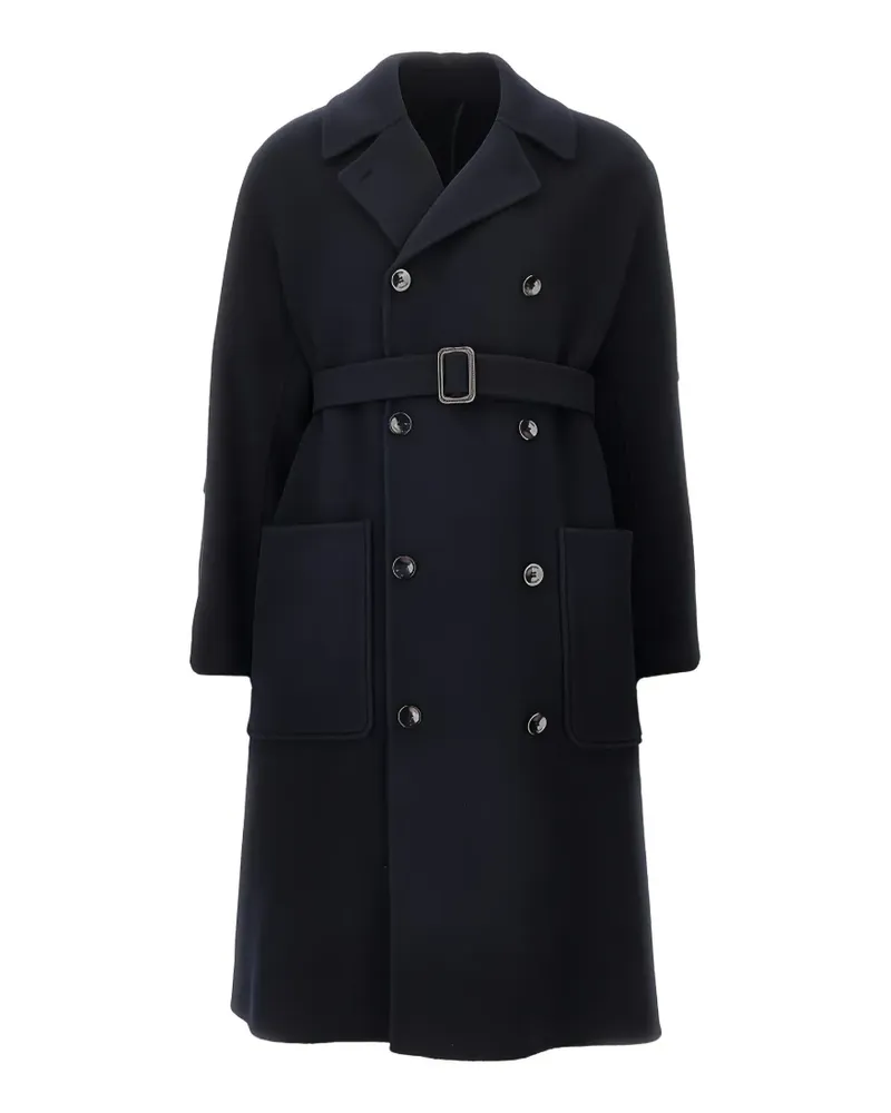 Emporio Armani double-breasted belted coat - Blau Blau