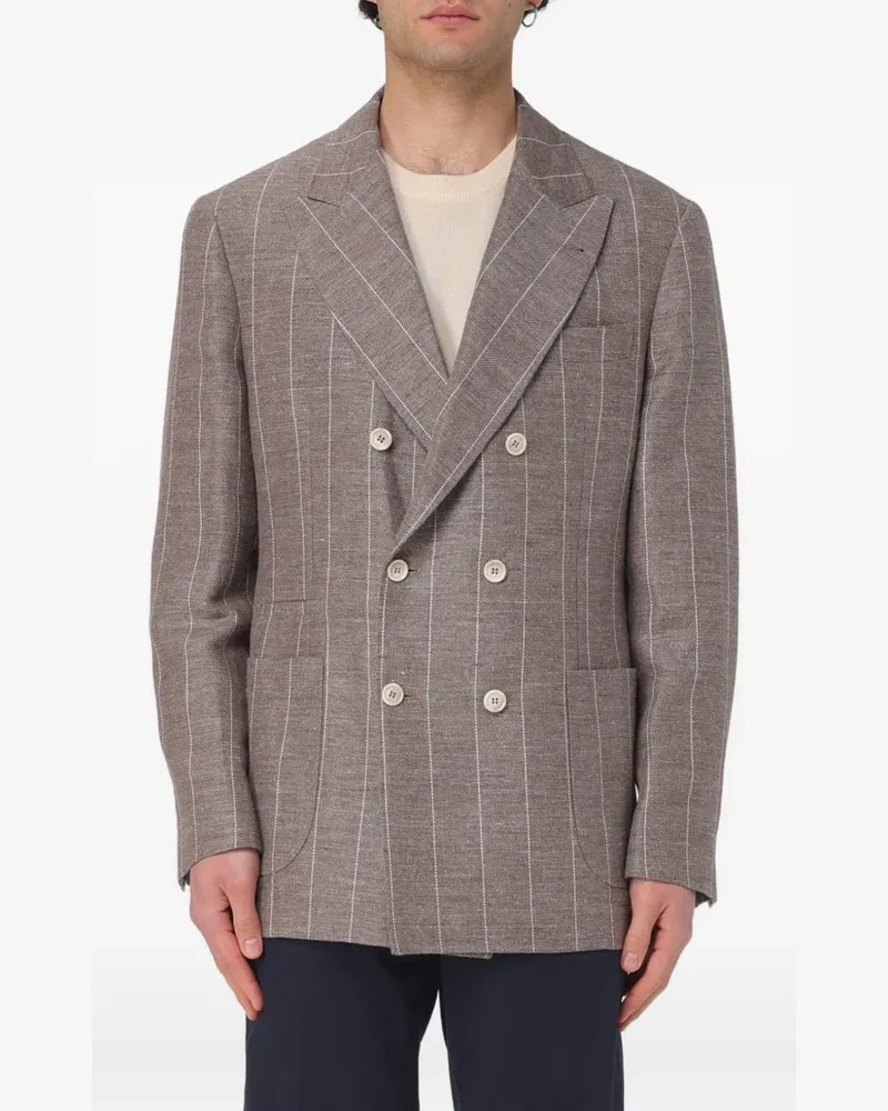 Brunello Cucinelli pinstripe-pattern double-breasted blazer - Braun Braun