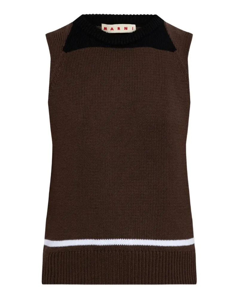 Marni Strickoberteil mit Logo-Stickerei - Braun Braun