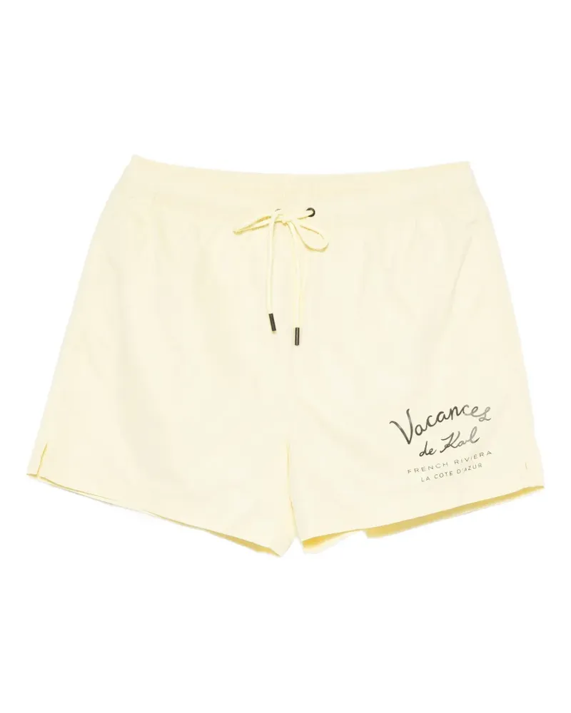 Karl Lagerfeld Vacances slogan-print drawstring swim shorts - Gelb Gelb