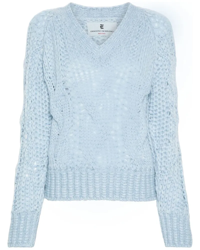 Ermanno Scervino Pullover mit Zopfmuster Blau