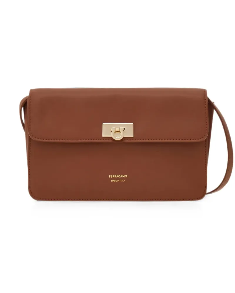 Ferragamo flat Gancini minibag - Braun Braun