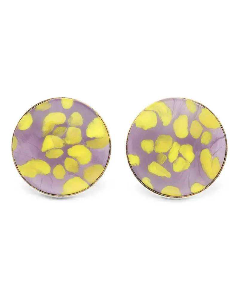 Dries van Noten handmade painted earrings - Gold Gold