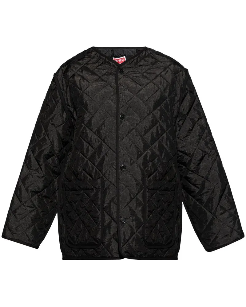 Kenzo Gefütterte Jacke mit Logo-Patch - Schwarz Schwarz