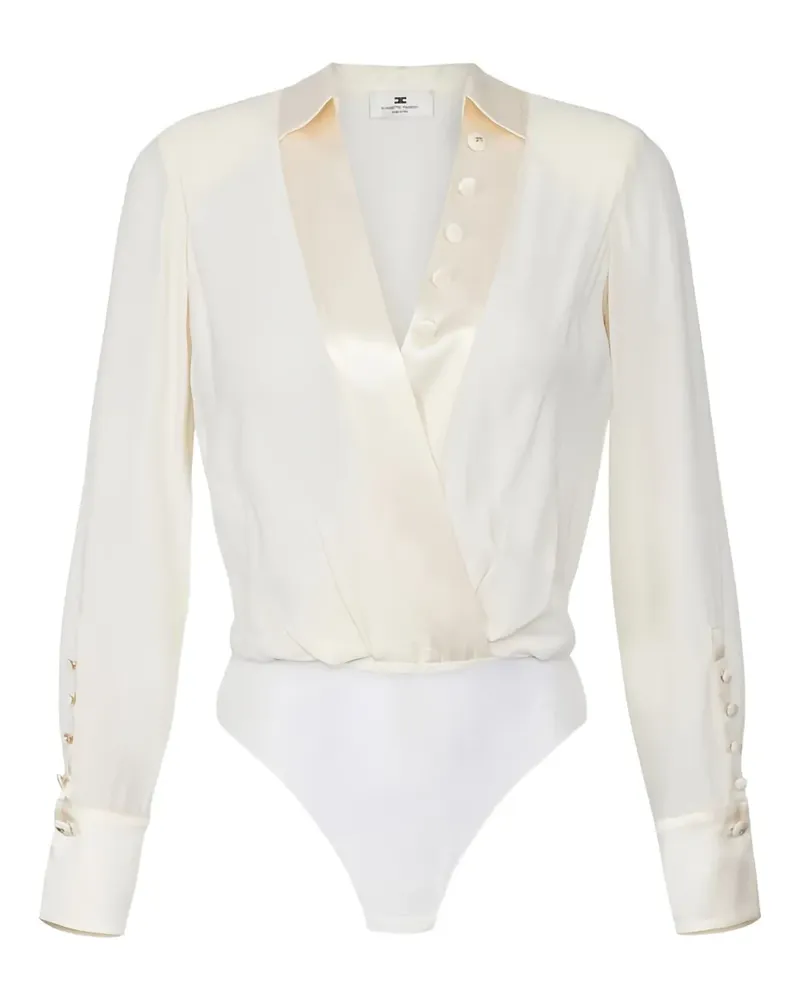Elisabetta Franchi Satin-Body mit überkreuztem Design - Nude Nude
