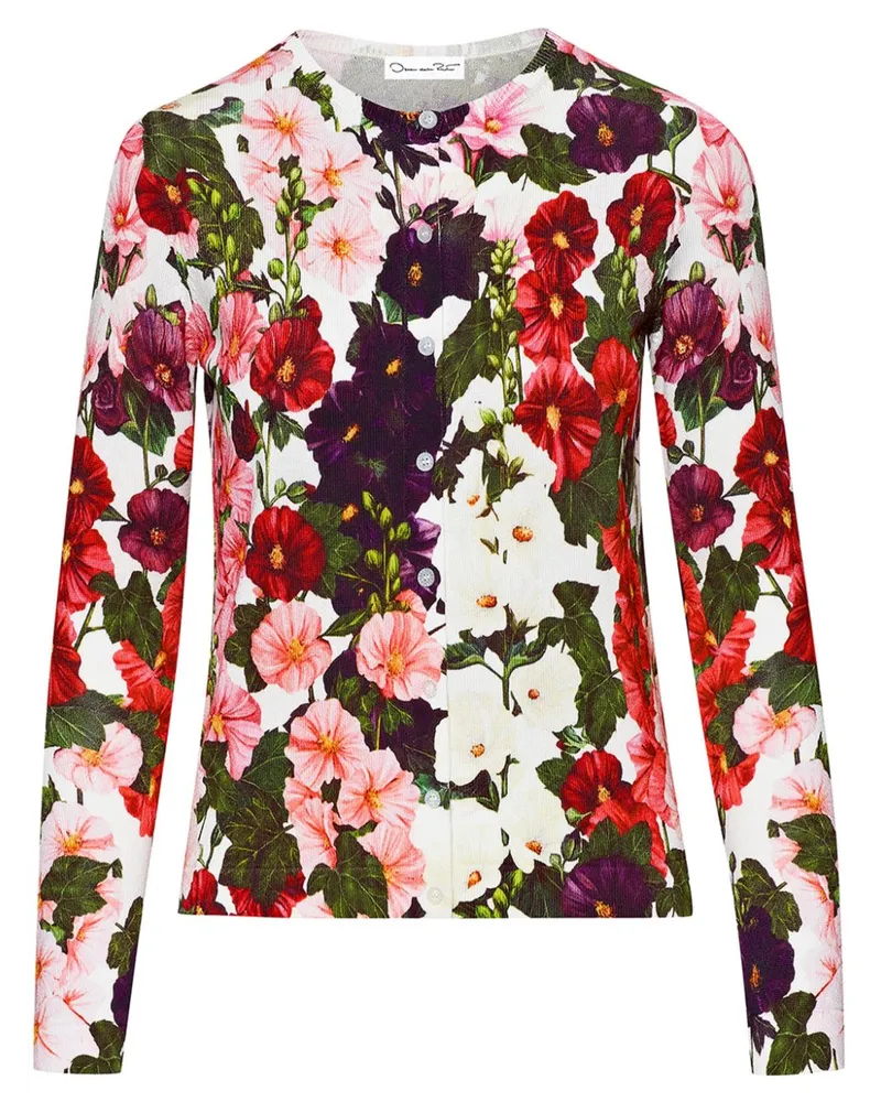 Oscar de la Renta Hollyhocks Cardigan mit Blumen-Print - Rosa Rosa