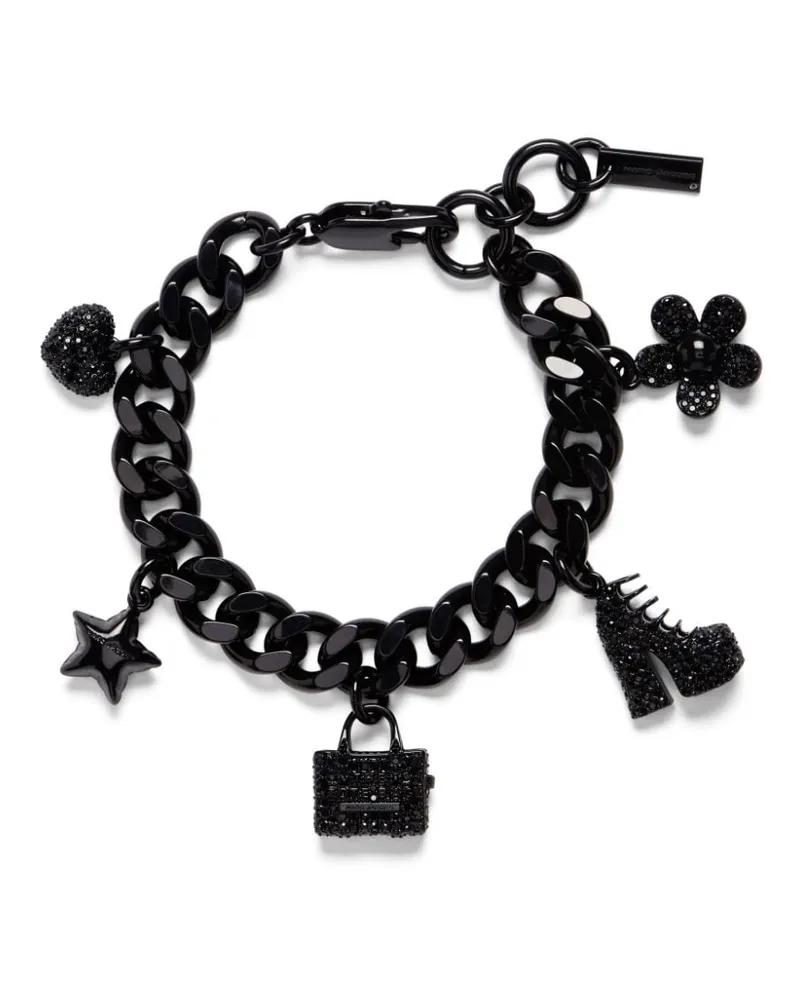 Marc Jacobs The Mini Icon Armband mit Pavé-Anhänger - Schwarz Schwarz
