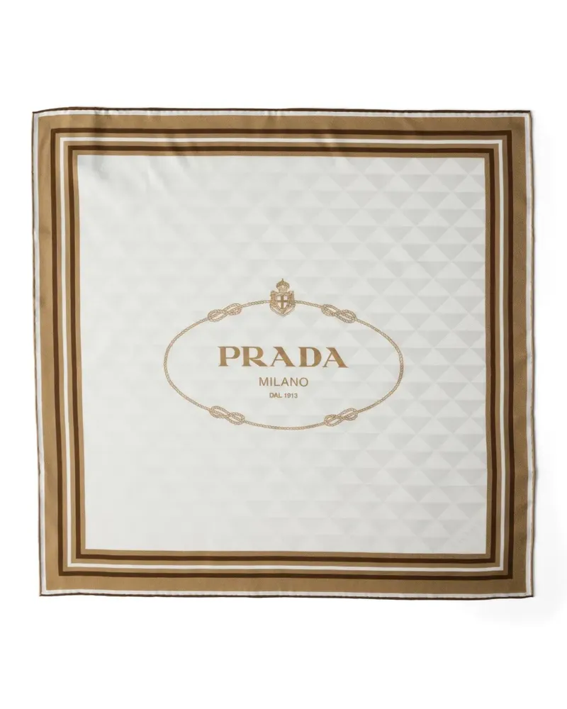 Prada Bedruckter Schal aus Seidentwill-Jacquard 55 - Nude Nude