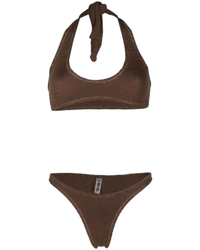 Reina Olga Pilou Scrunch Bikini - Braun Braun