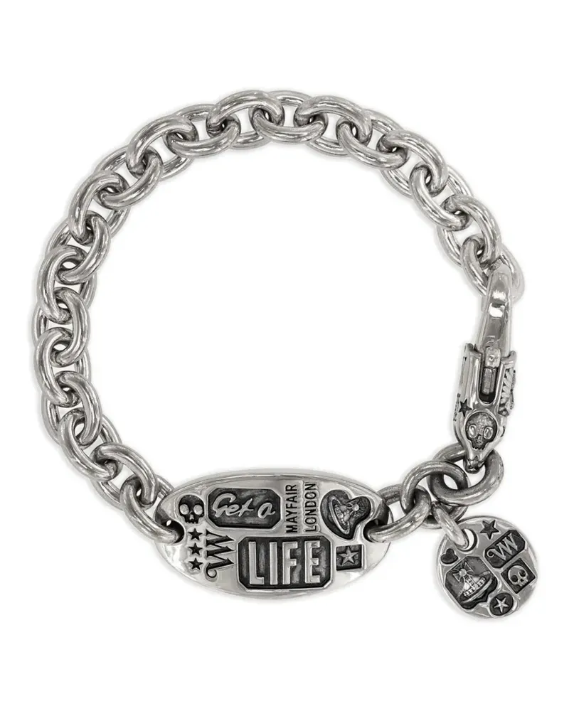Vivienne Westwood Lancelot engraved-charm bracelet - Silber Silber