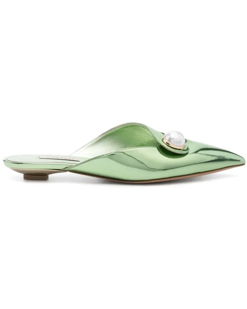 Casadei Flache Blade Mules - Grün Grün