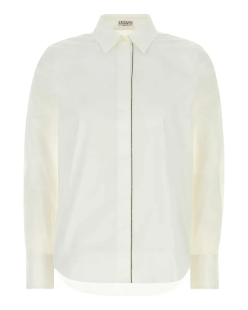 Brunello Cucinelli Monili-trimmed poplin shirt - Weiß Weiß