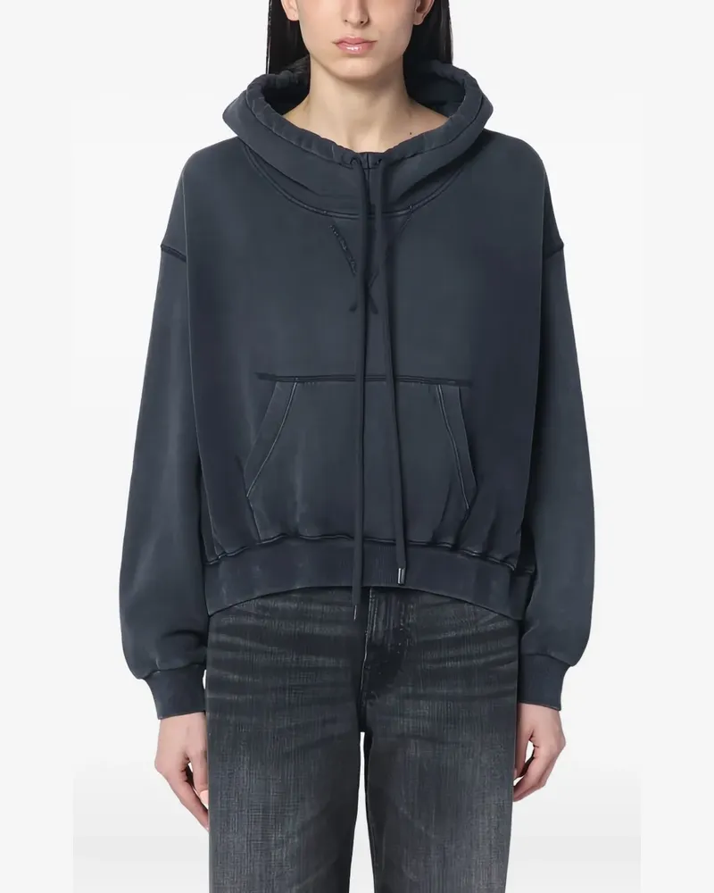 R13 Stehkragen-Hoodie mit Kordelzug - Blau Blau