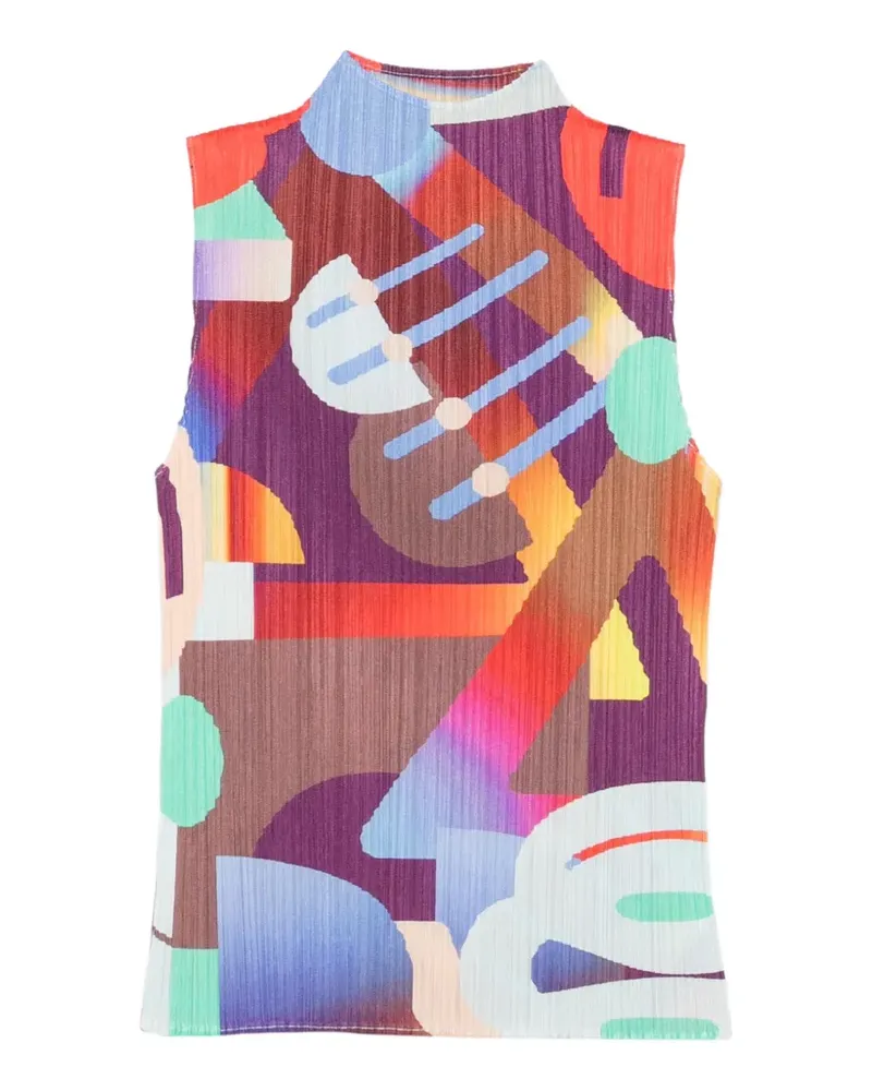 Issey Miyake Pleats Please abstract-print T-shirt - Blau Blau