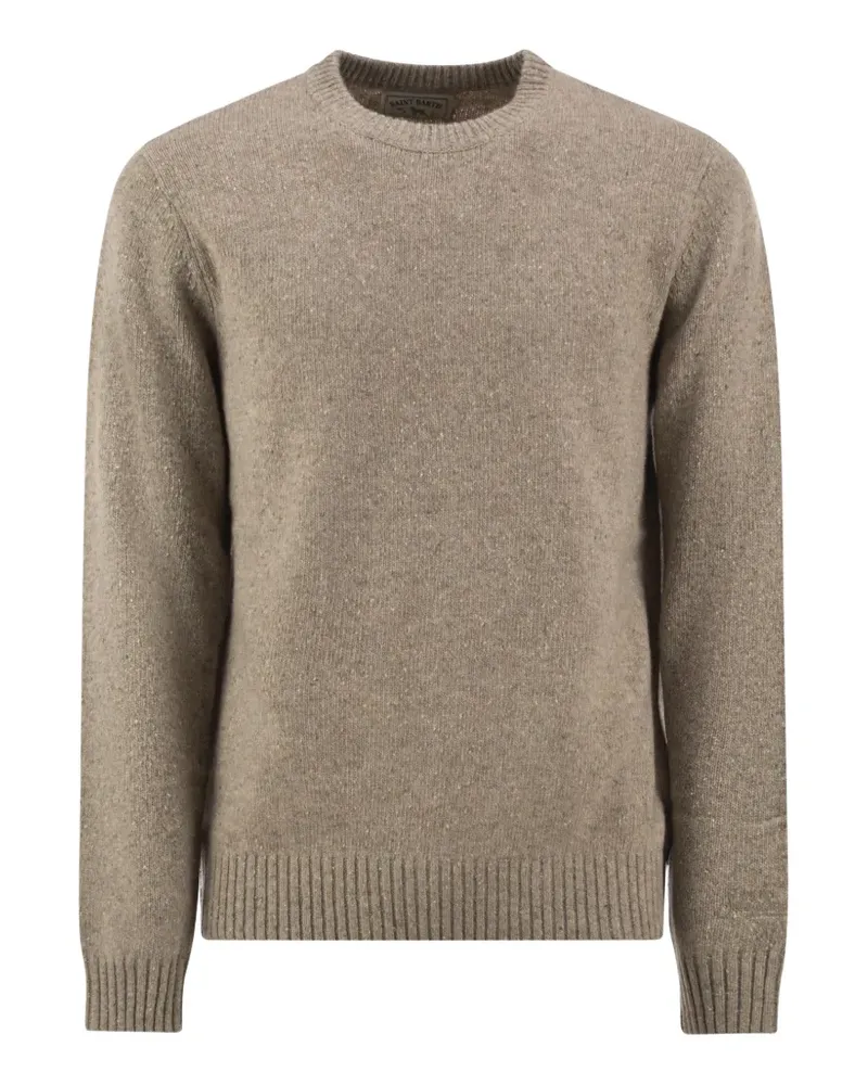 MC2 Saint Barth khaki Regent wool-blend Donegal-knit crewneck sweater - Nude Nude