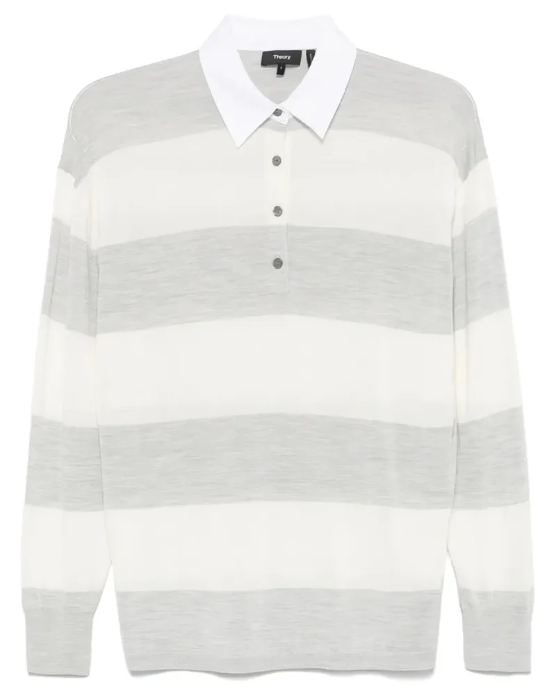 Theory Gestreiftes Poloshirt - Grau Grau