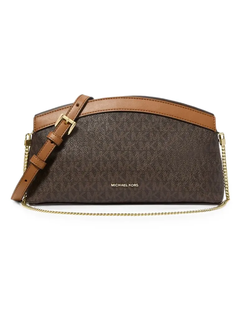 Michael Kors Athena small Signature logo convertible clutch - Braun Braun