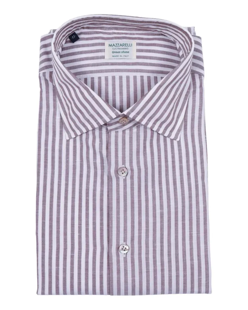 MAZZARELLI striped-pattern slim-fit shirt - Weiß Weiß