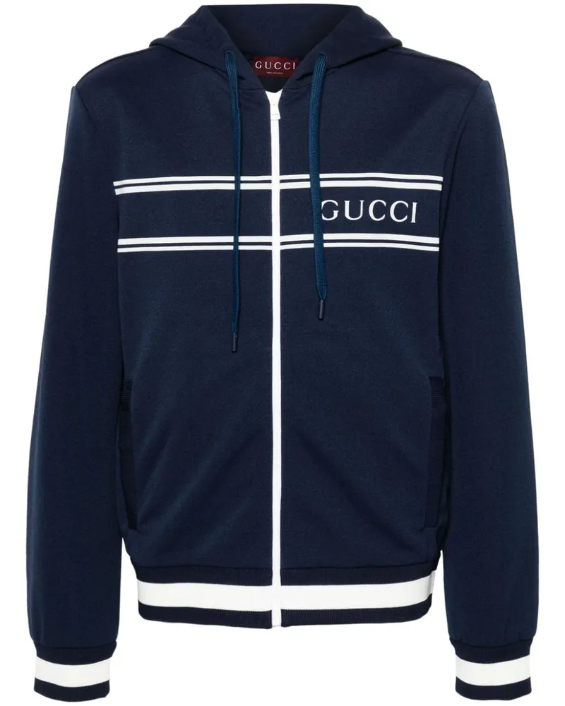 Gucci Kapuzenjacke mit Logo-Print Blau