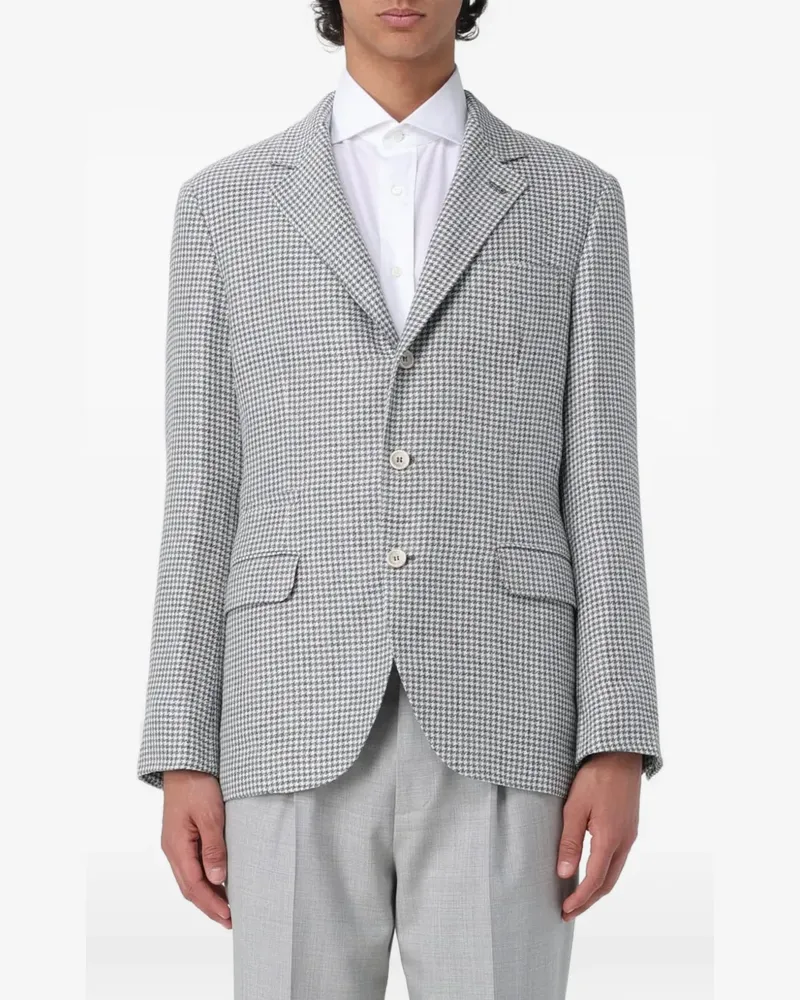 Brunello Cucinelli houndstooth-pattern blazer - Grau Grau