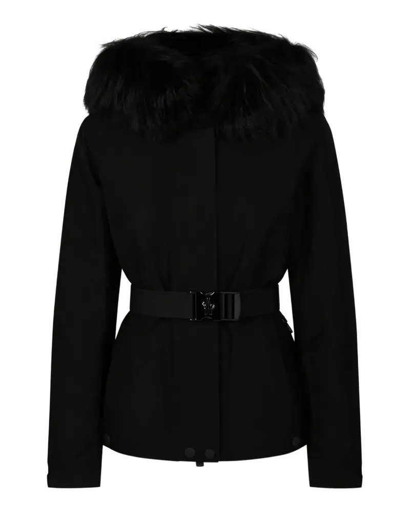 Moncler faux-fur belted jacket - Schwarz Schwarz