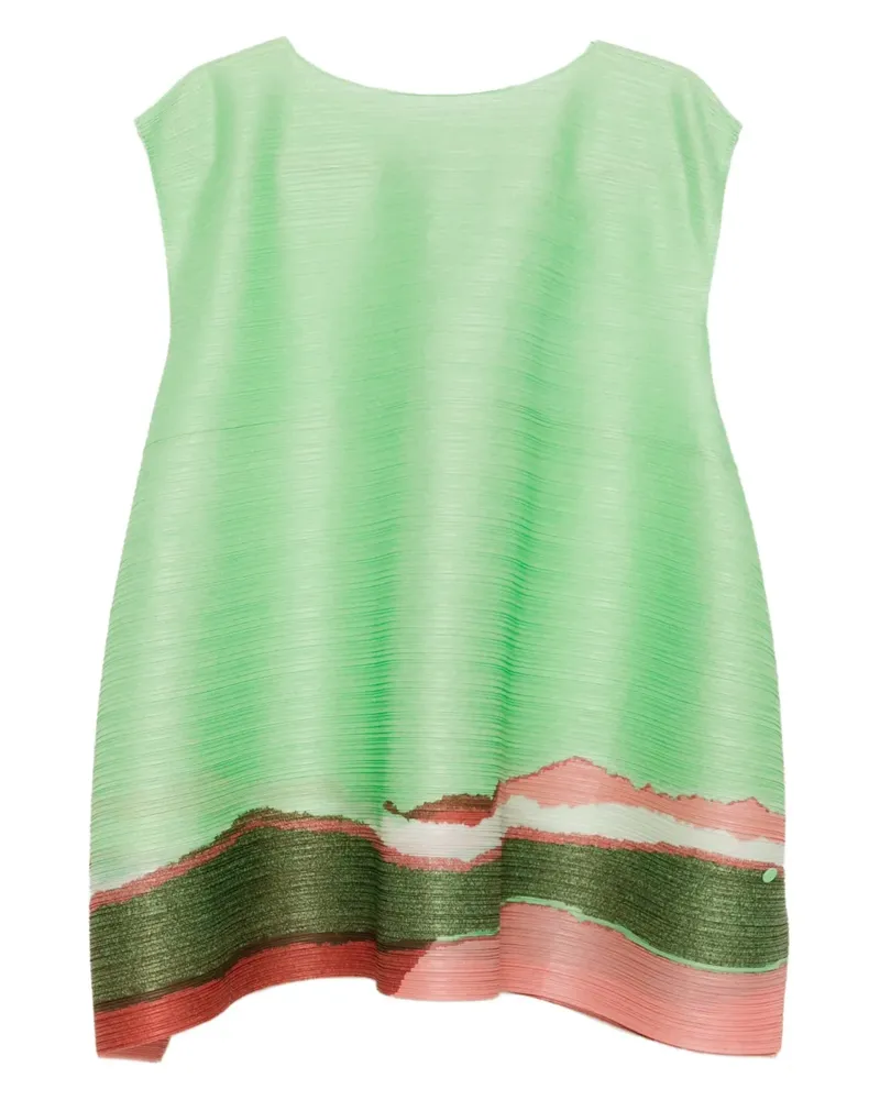 Issey Miyake Grainy Tunika mit Print - Grün Grün
