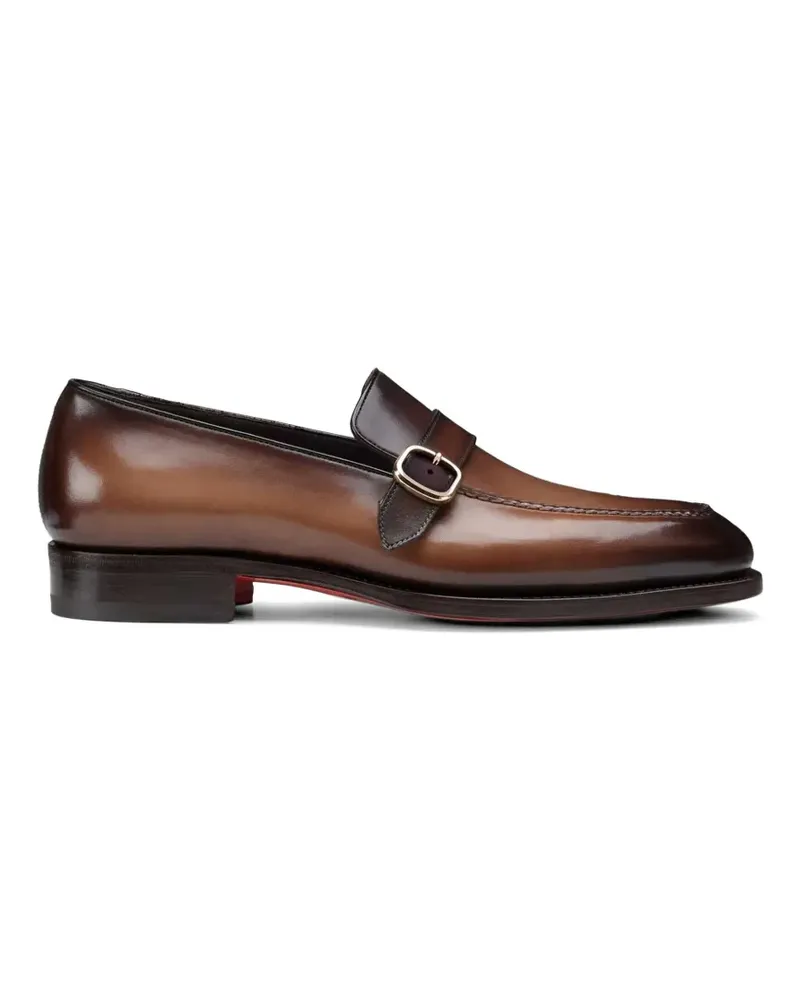 Santoni buckle-fastening leather loafers - Braun Braun