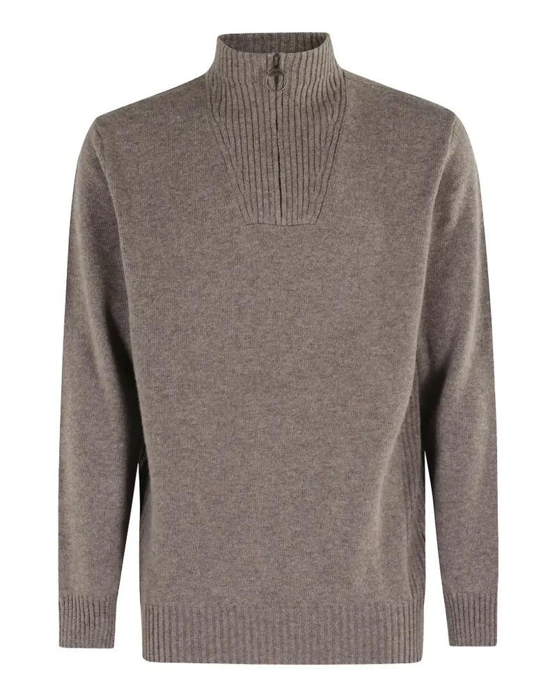 Barbour Essential Pullover mit kurzem Reißverschluss - Braun Braun