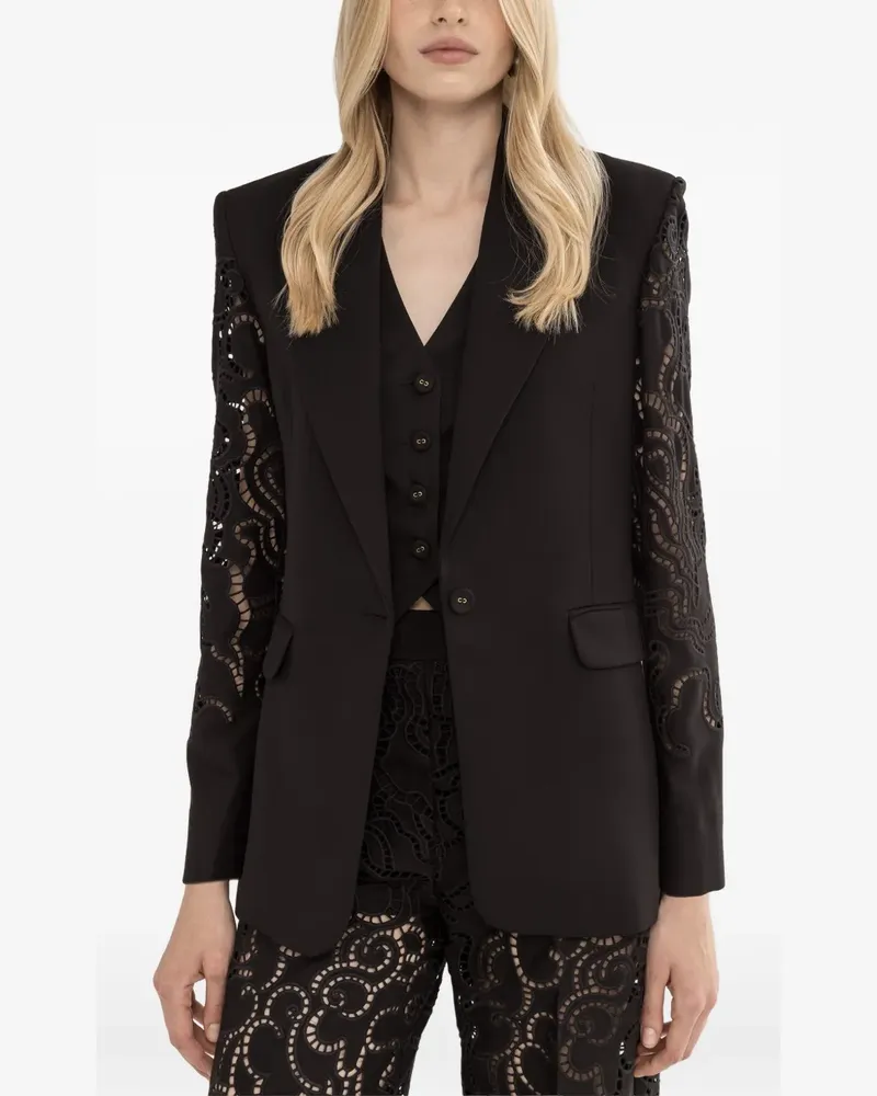 NISSA embroidered single-breasted blazer - Schwarz Schwarz