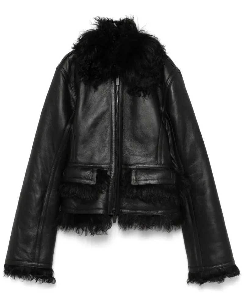 REMAIN Klassische Lederjacke - Schwarz Schwarz