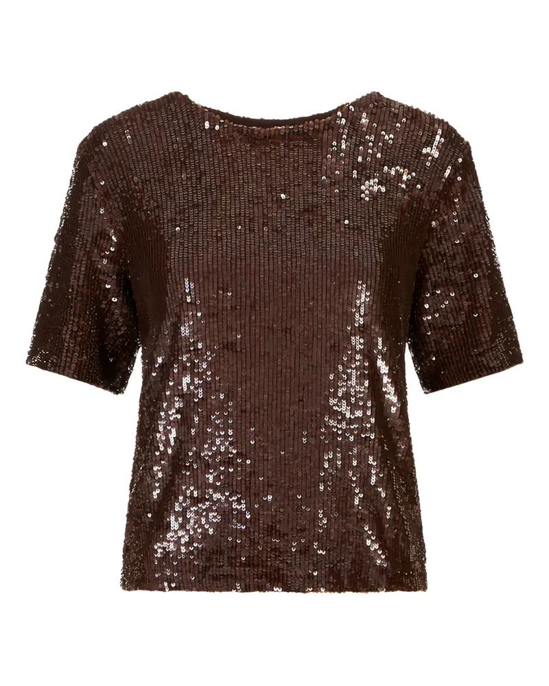 P.A.R.O.S.H. P.A.R.O H. sequin-embellished short-sleeve T-shirt - Braun Braun