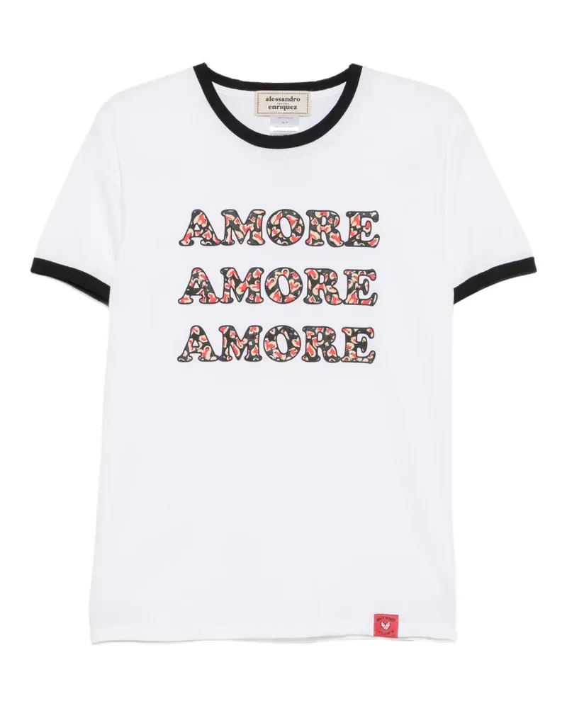 Alessandro Enriquez T-Shirt mit Slogan-Print - Weiß Weiß
