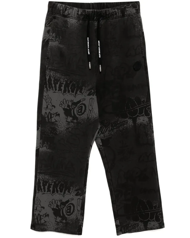BAPE Jogginghose mit Graffiti-Print - Schwarz Schwarz