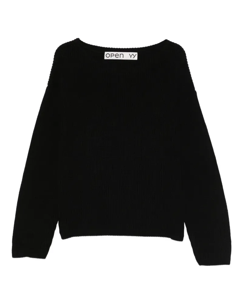 OPEN YY Pullover mit Herzmotiv - Schwarz Schwarz