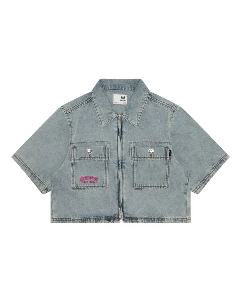 BAPE Cropped-Hemd mit Reißverschluss - Blau Blau